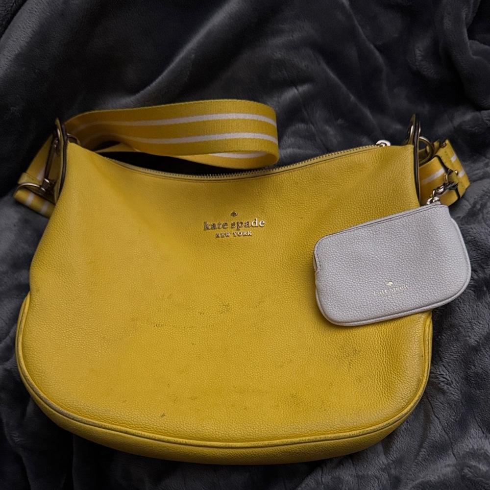 Kate Spade Mustard Shoulder Bag with Cream Pouch